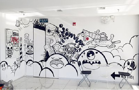 洛阳手绘墙并非传统涂鸦。